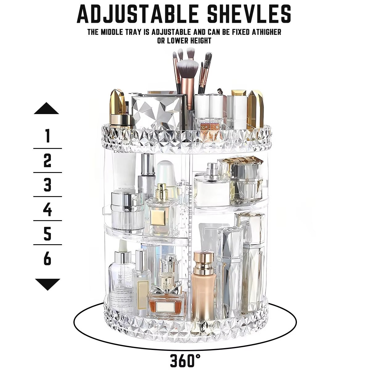 Rotating Crystal Makeup Organizer